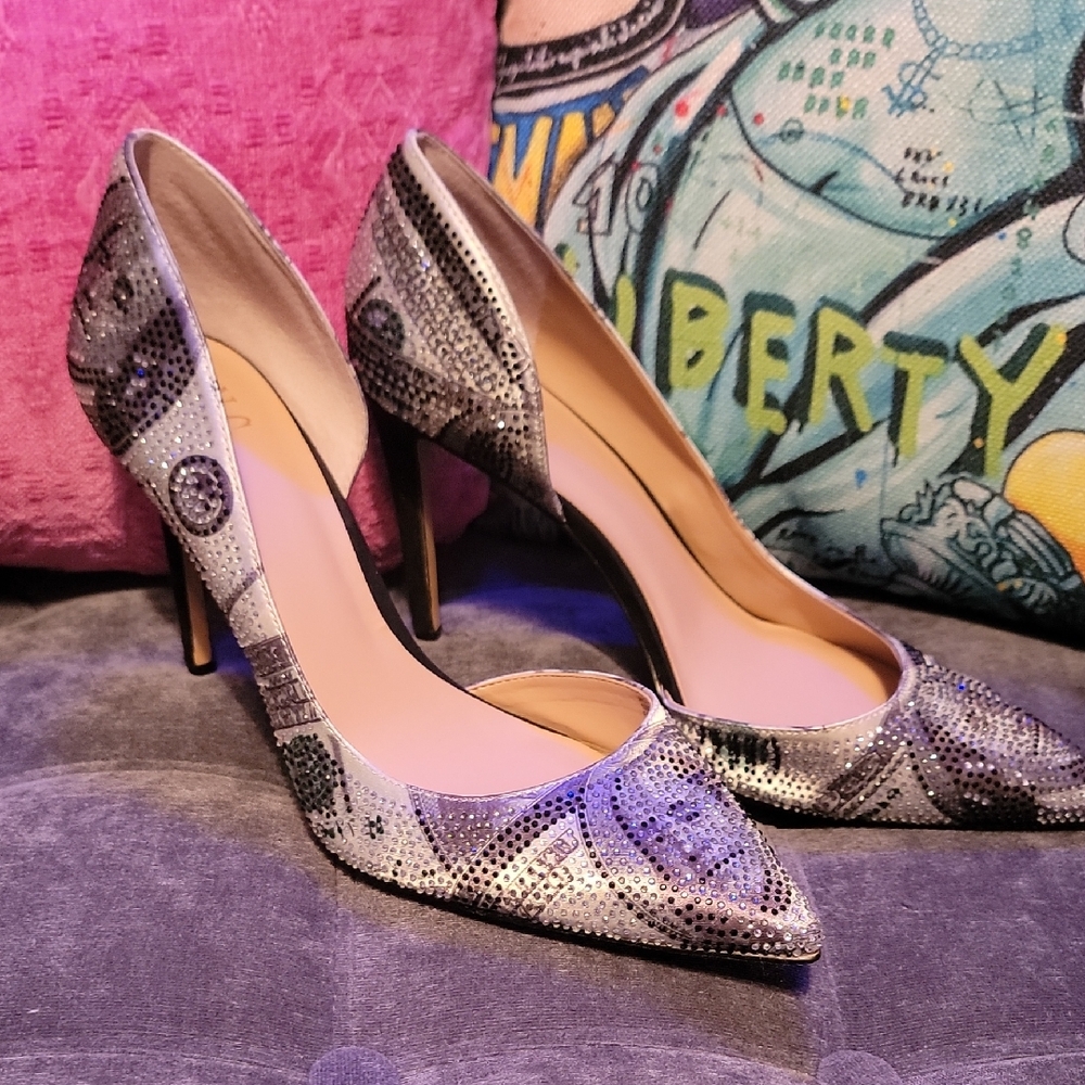INC International Concepts Silver Patterned Heels